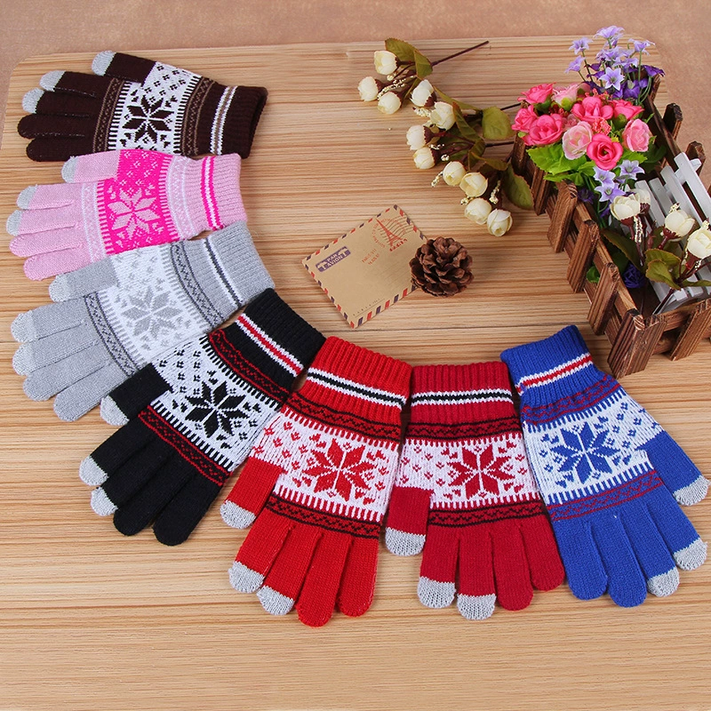 Warm gloves, with snowflakes, wholesale