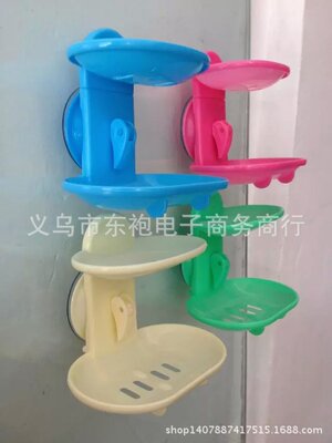 超强吸盘双层肥皂香皂盒 吸盘挂钩 创意置物架篮 送录音 批发|ms