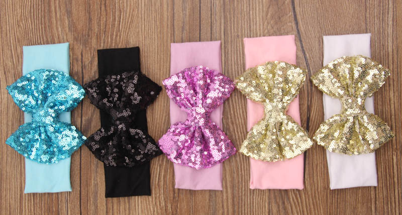 Children&#39;s Hair Band New Sequins Bow Hair Band Hair Accessories Christmas New Baby Gifts display picture 5
