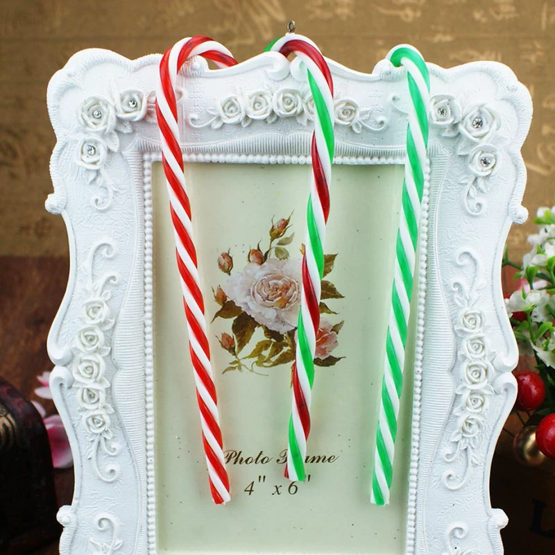 Christmas candy cane decoration, PS plastic, 15 cm, red‑white or mixed colors, bulk or packed