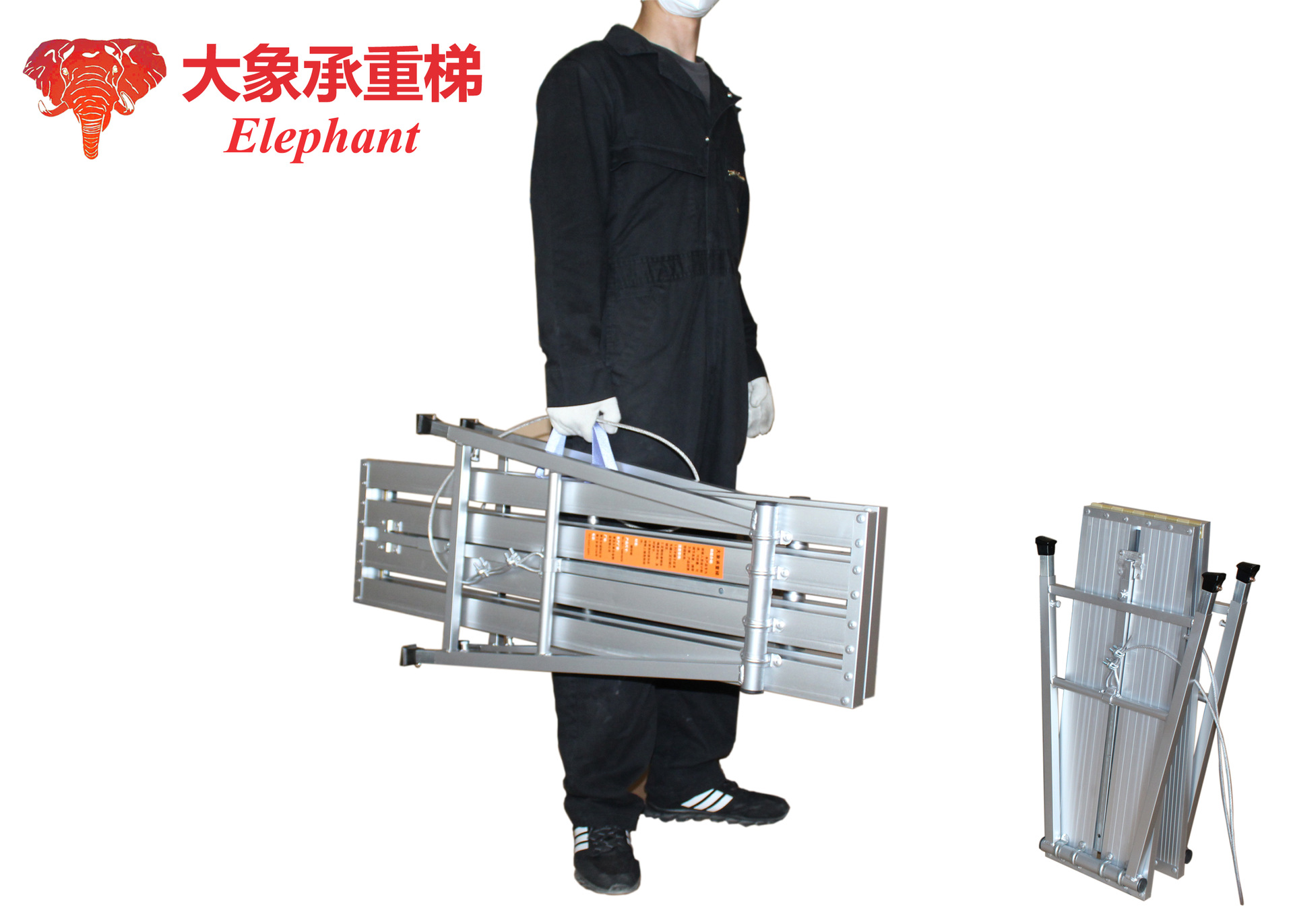 大象便携式钢铁铝合金多功能油工加厚折叠马凳平台承重梯子工具