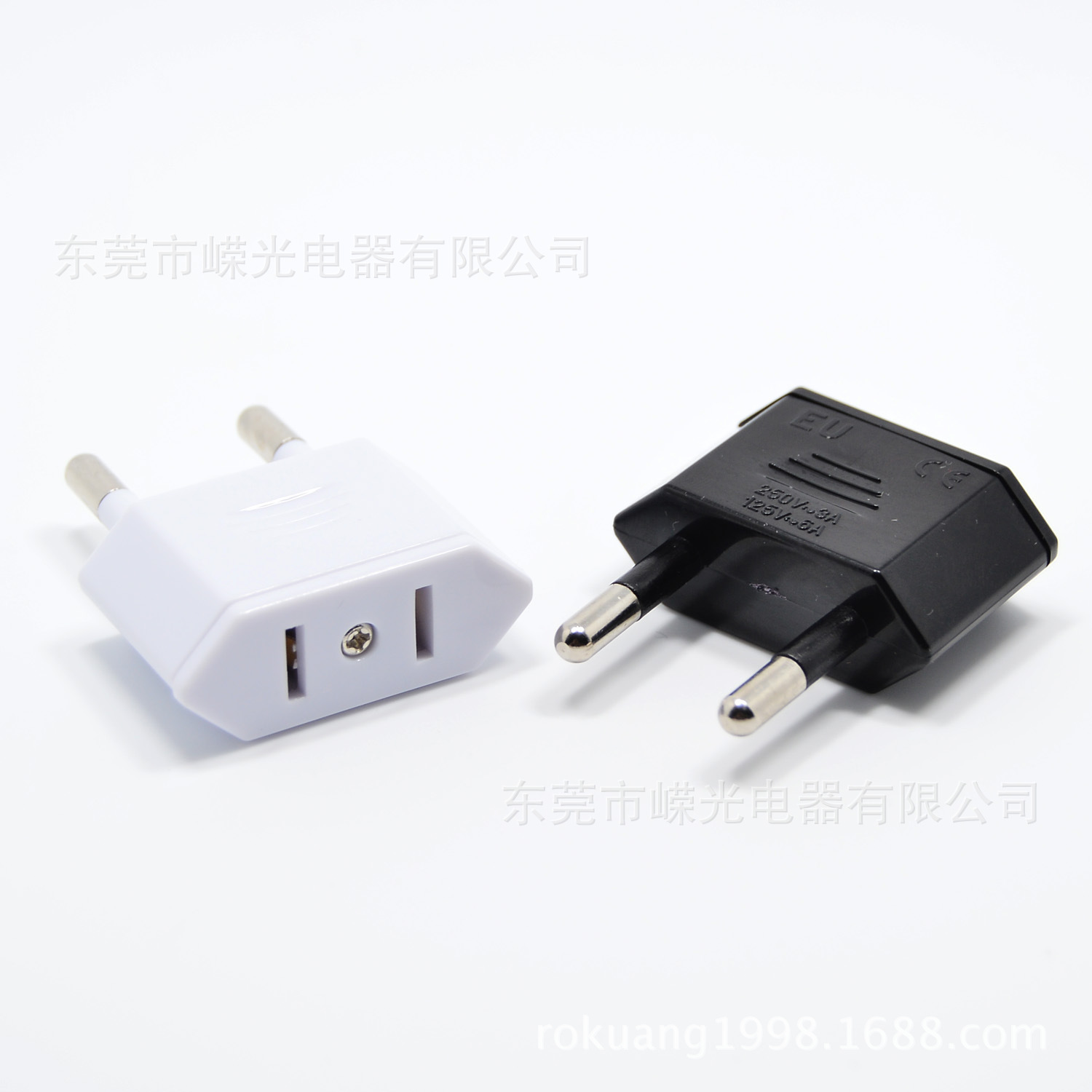 9619-1 全红插座  双扁插座转两圆插头 美国极性插头转换器