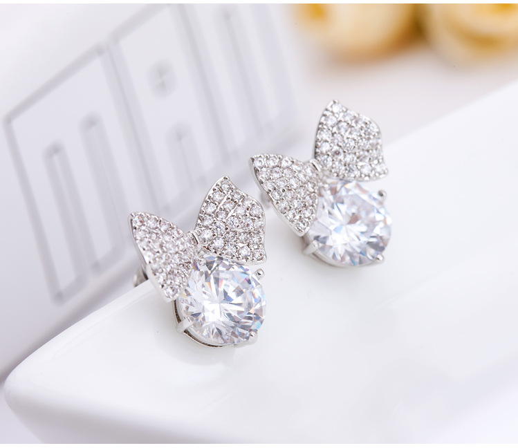 Zircon Fashion Bow Earrings display picture 8