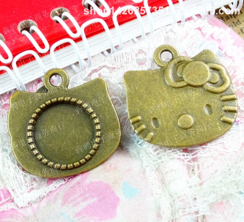 A3139 古青 3.7克 复古KT猫底托 DIY饰品材料 ZAKKA 14MM 50个/包