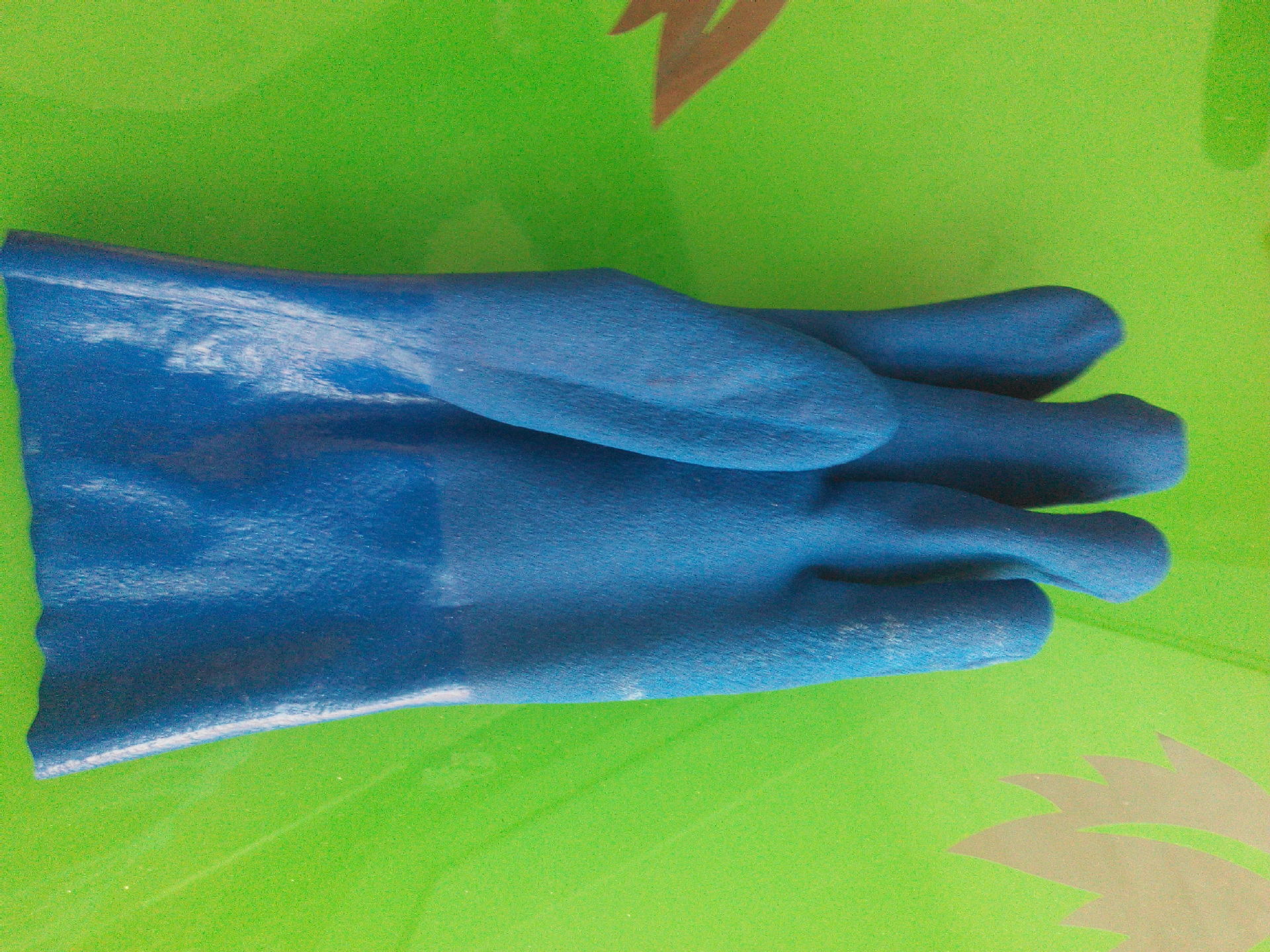 棉毛布里衬蓝色PVC磨砂防滑 劳保防护手套