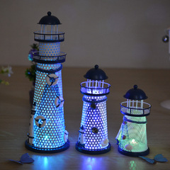 Large, medium and small glittering ocean iron crafts iron lighthouse Mediterranean creative decorative ornaments gifts