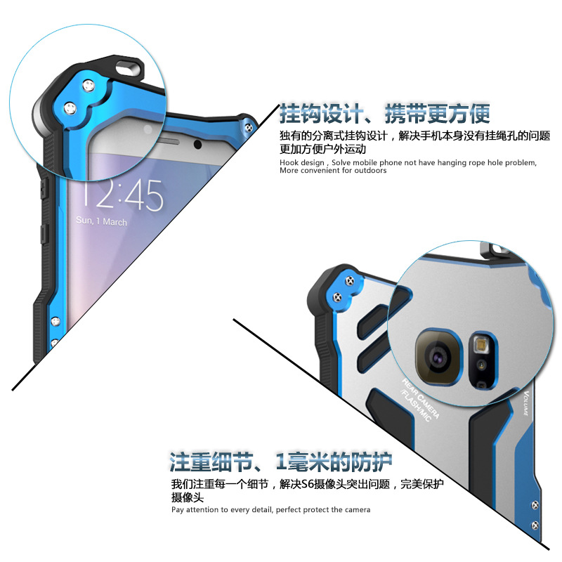 R-Just Gundam Water-resistant Shockproof Dirt-proof Snow-proof Premium Armor Heavy Duty Metal Protective Case Cover for Samsung Galaxy S6 Edge G9250 & S6 G9200