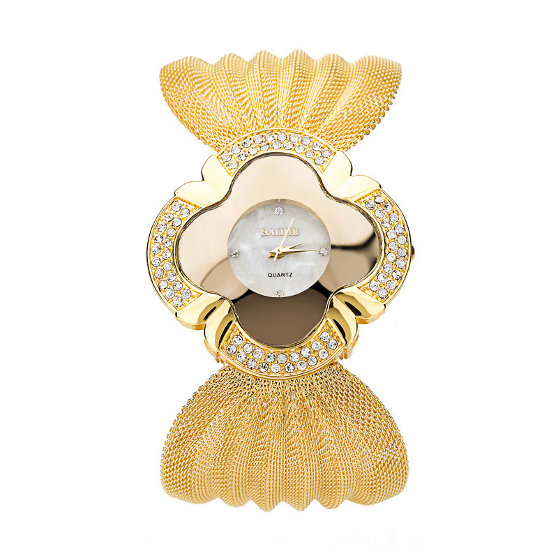 Orologio al quarzo da donna con cinturino in maglia a farfalla con diamanti luminosi e bracciale alla moda e di lusso_voghion.com