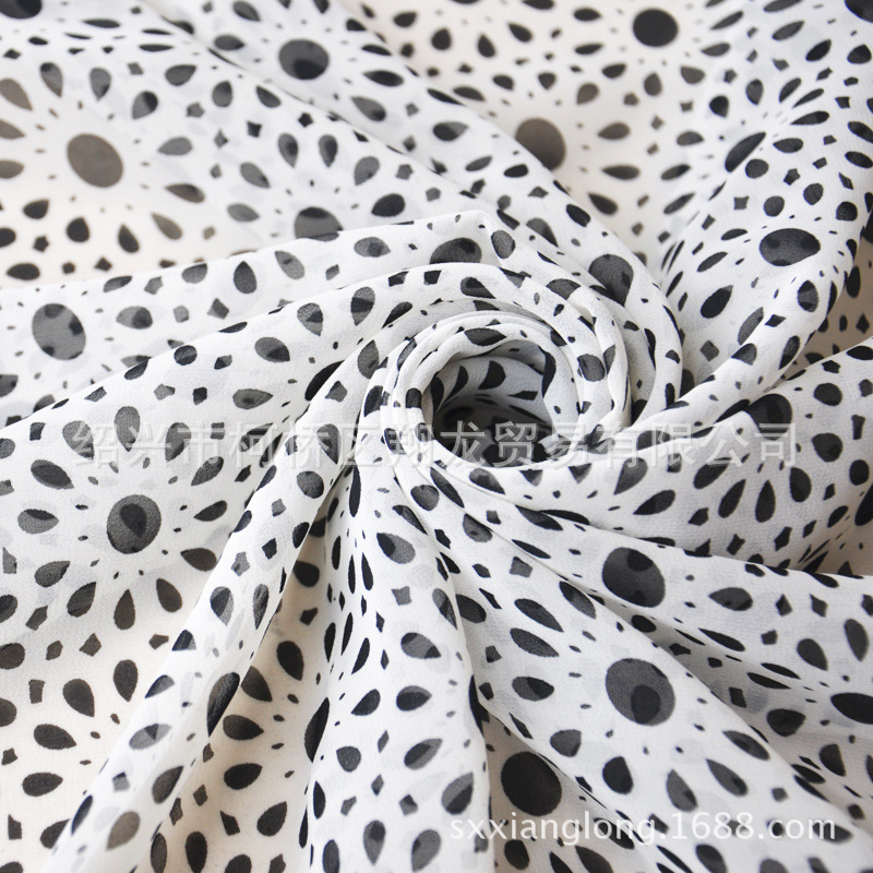 【翔龙印花 XL551】现货 简约大方小太阳花女装雪纺印花面料