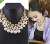 Fashionable accessory from pearl, short necklace, European style, wholesale