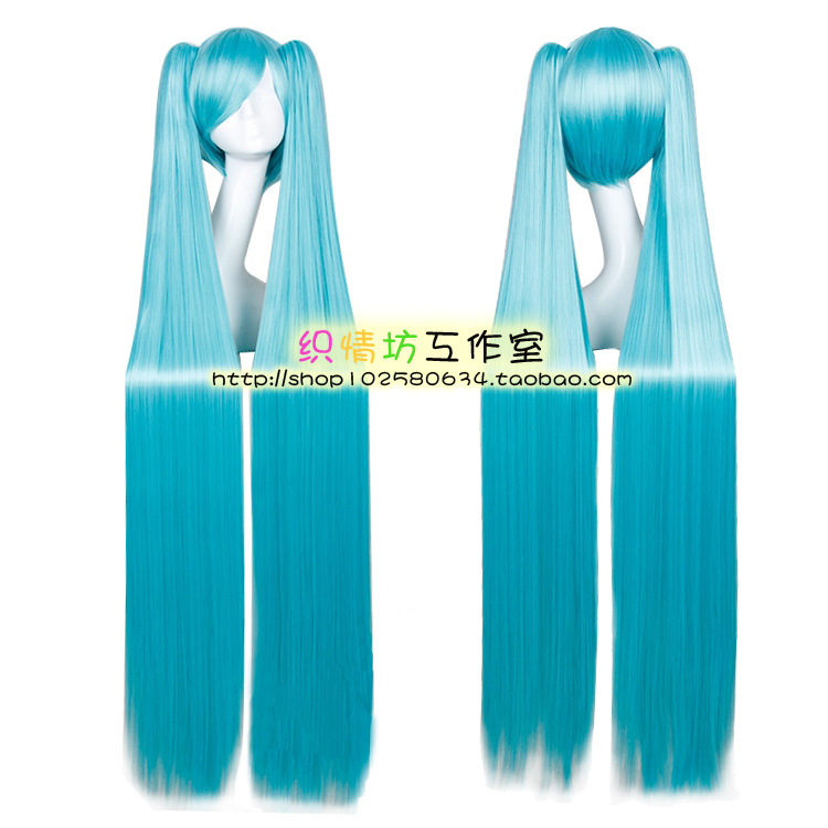 1.2米  冰蓝|蓝绿混色  V家初音未来miku公式服双马尾cosplay假发