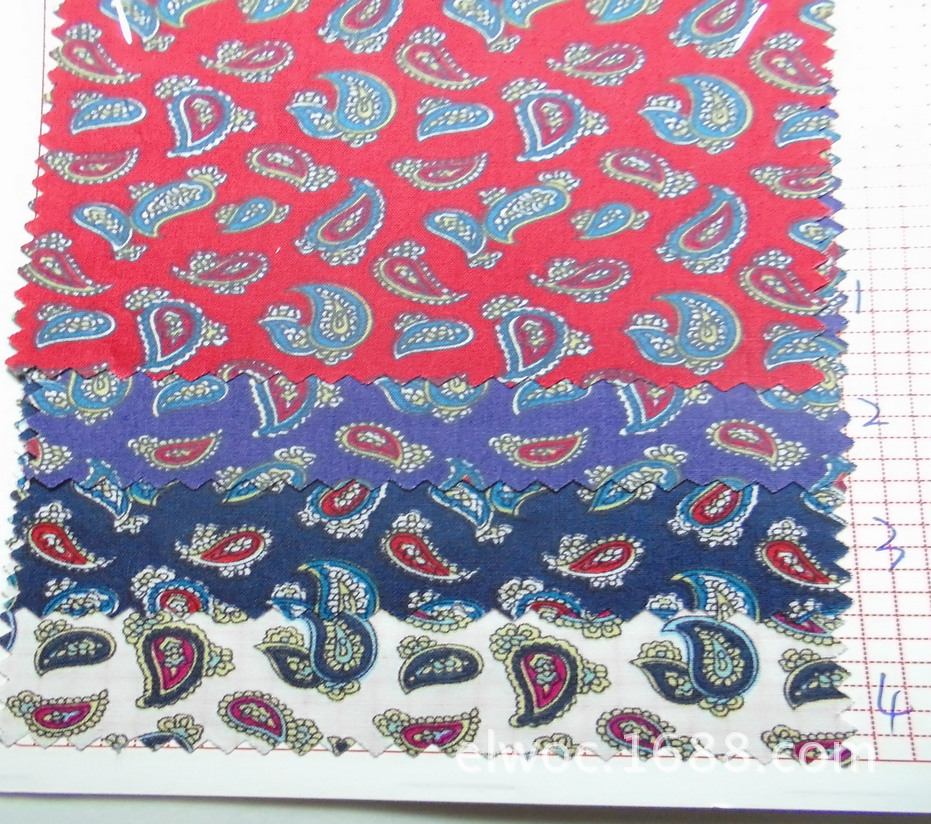 棉布环保 腰果花小型印花 欧美服饰面料 装饰软包家纺窗帘2839