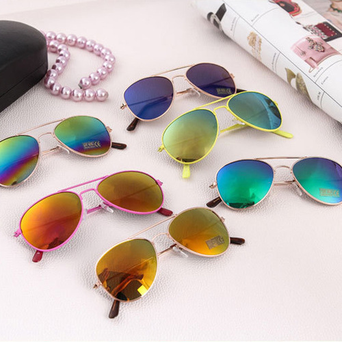 Spring and Summer New Korean Style 3024 Children's Reflective Fashion Kids Frog Glasses Boys' Colorful Sunglasses