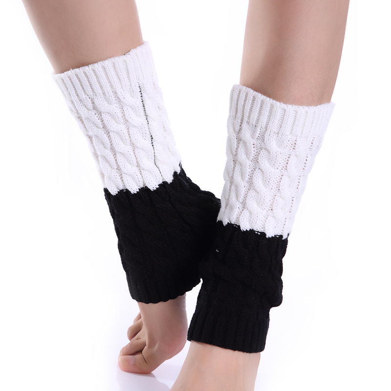Dames sokken van gebreide wol tweekleurig herfst en winter_voghion.com
