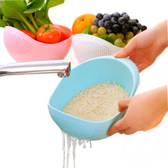 Colorful and thickened kitchen rice washing machine, rice washing sieve and rice washing basin, plastic draining vegetable washing basket, vegetable washing basket T