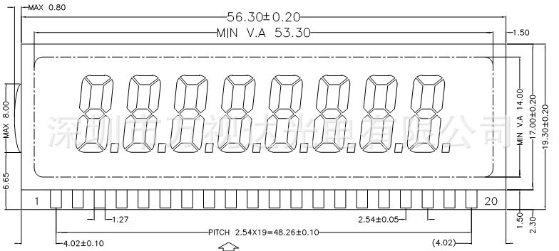 黑白8字LCD液晶屏数显显示模组显示屏屏幕