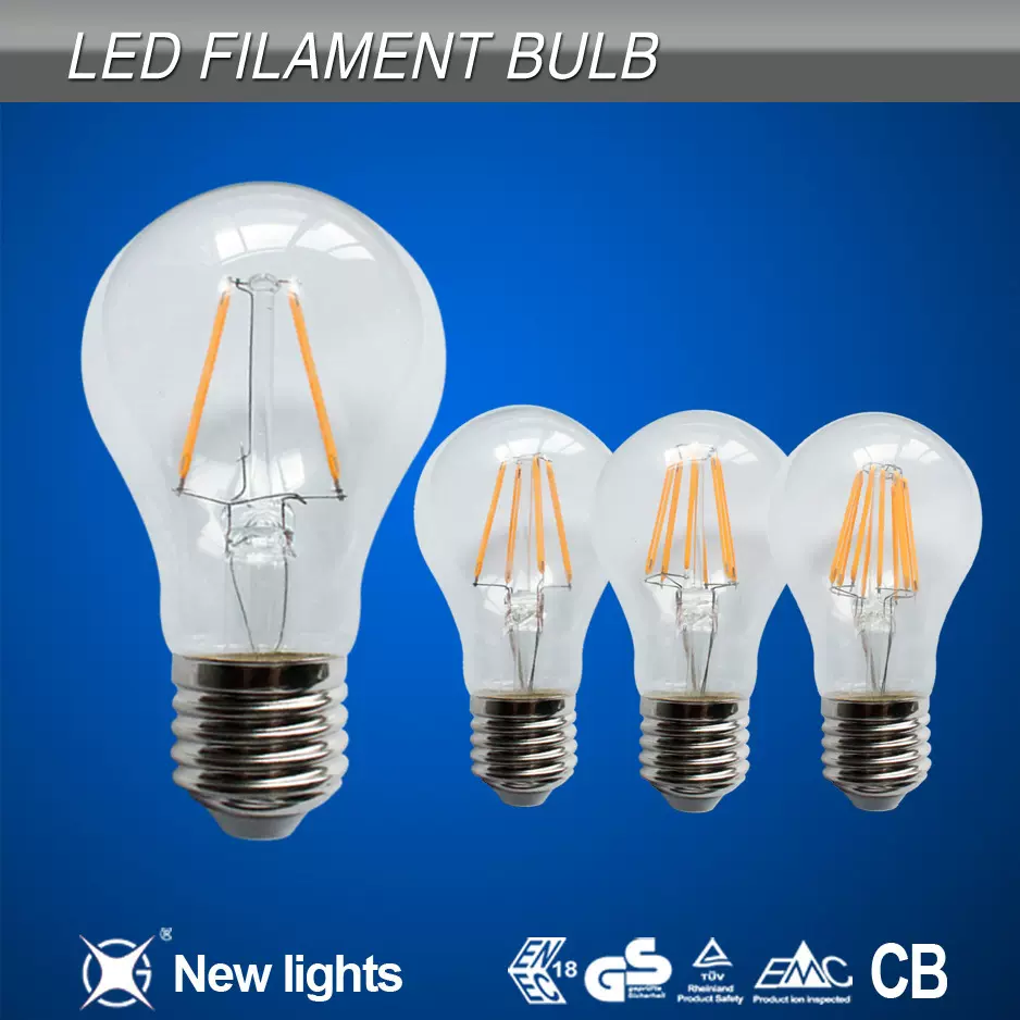 LED灯丝灯 霞光 A60 2W 4W 6W 8W 替代白炽灯家用节能 室内照明