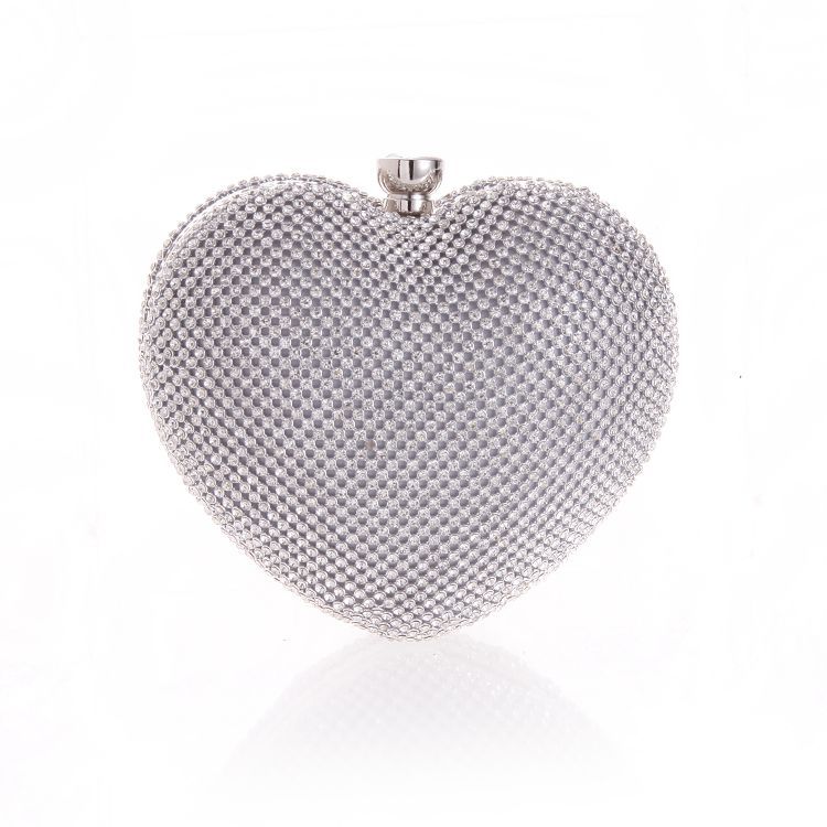 Female Bag With Diamond Heart Hand Holding Evening Party Bag display picture 10