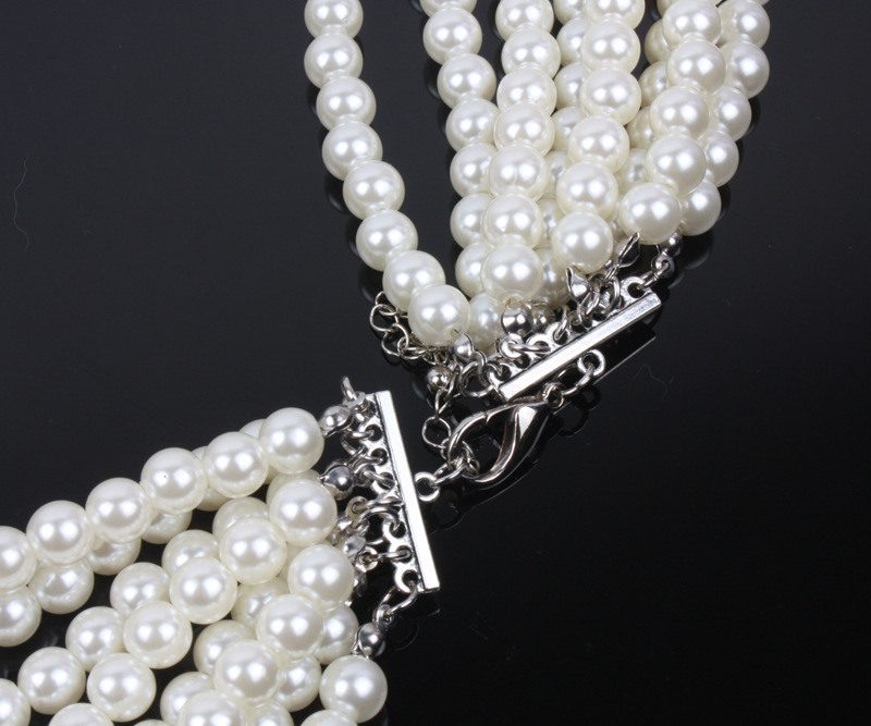 New exaggerated multi-layer pearl necklace set long sweater necklace earrings set for women nihaojew