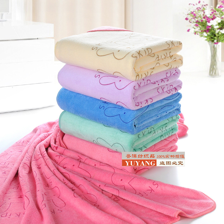 厂家超细纤维浴巾70*140印花卡通大毛巾280g/ms吸水浴巾|ru