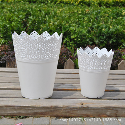 Special Offer wholesale new pattern Flower pot European style gardening Green plant colour lace Hollow resin Plastic Flower pot