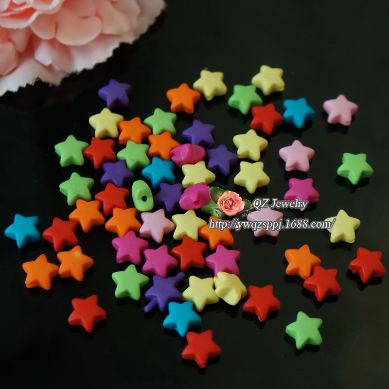 Colorful frosted five-pointed star acrylic loose beads children's fun diy handcrafted educational toy beads detail image 5