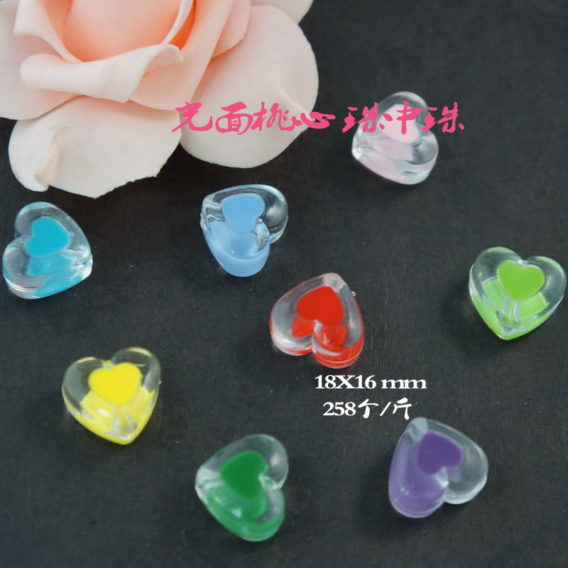 Yiwu Ganzheng wholesale of heart-shaped accessories, pearl within pearl, nectarine heart beads, toothpick beads, string of mixed colors detail image 4