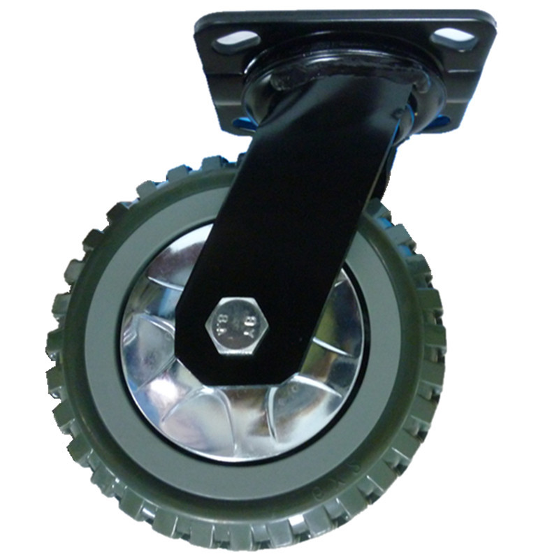 8寸推车轮子4寸5寸脚轮万向PVC聚氨酯6寸防缠绕风火轮万向脚轮