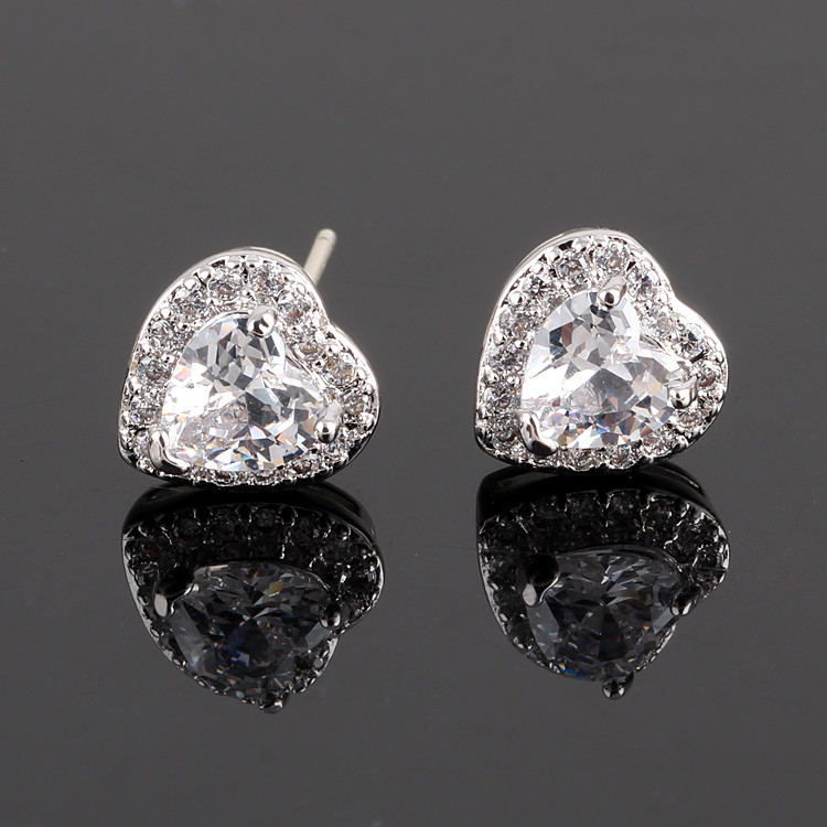 Princess Heart Shape Copper Alloy Plating Inlay Zircon Women's Ear Studs display picture 3