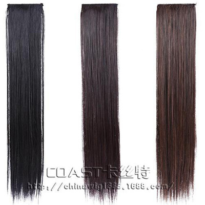 工廠批發兩夾長直發接發假發片可燙化纖發簾高溫絲假發 歐美發片