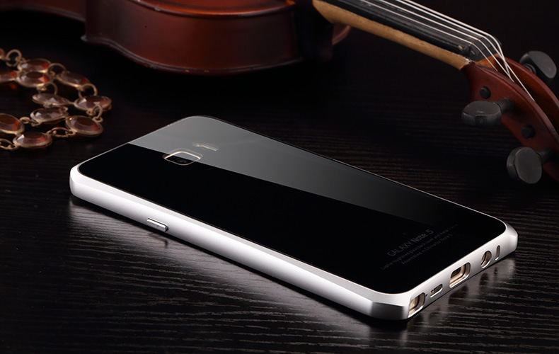 Luphie Aircraft Aluminum Metal Frame 9H Tempered Glass Back Cover Case with Kickstand for Samsung Galaxy Note 5 N9200