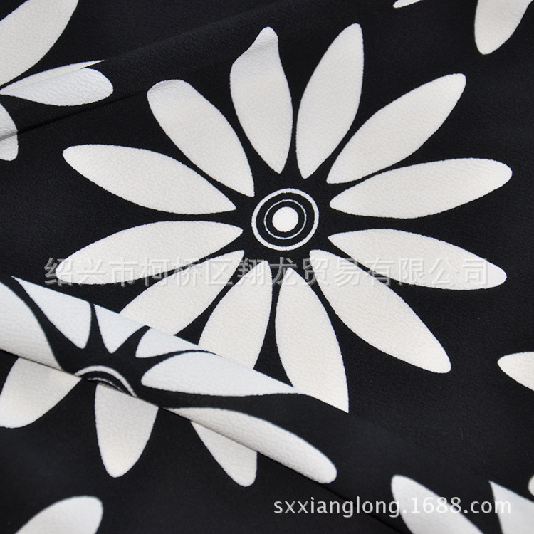 【翔龙印花 XL富丽绉-6】新品 时尚简约太阳花弹力女装面料