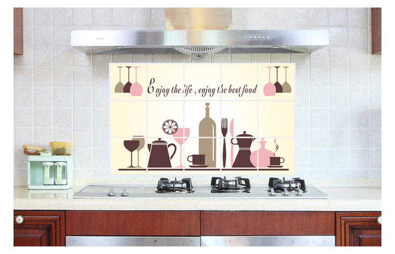 AY3005 Wine Glass Wall stickers red wine tableware Kitchen oil stickers Waterproof removable Wholesale deal