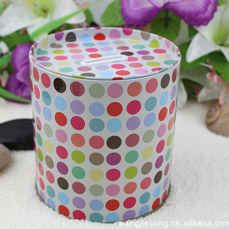 厂家直销外贸糖果茶叶储蓄罐 圆形方形可爱卡通带手提储蓄罐