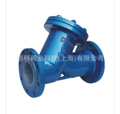 上海朗科阀门生产铸钢法兰Y型过滤器 GL41H-16C 衬氟Y型过滤器
