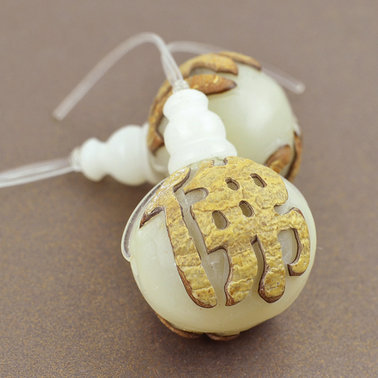 433012 佛字 正宗白菩提带皮三通佛头 珠径约2.2c