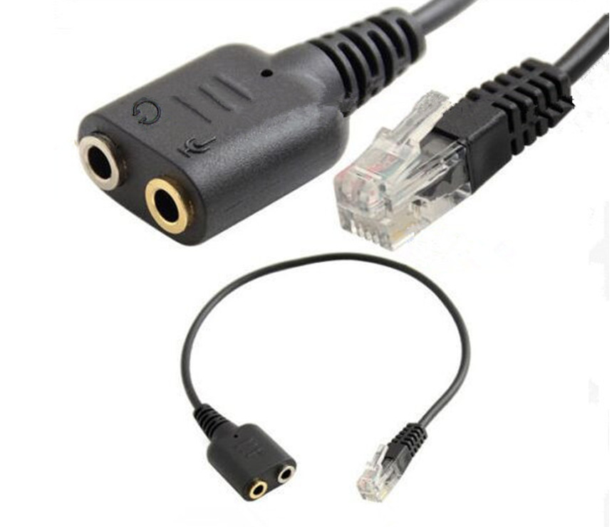 컴퓨터 헤드셋 전화 헤드셋 더블 3.5MM RJ9 크리스탈 헤드 헤드셋 변환기