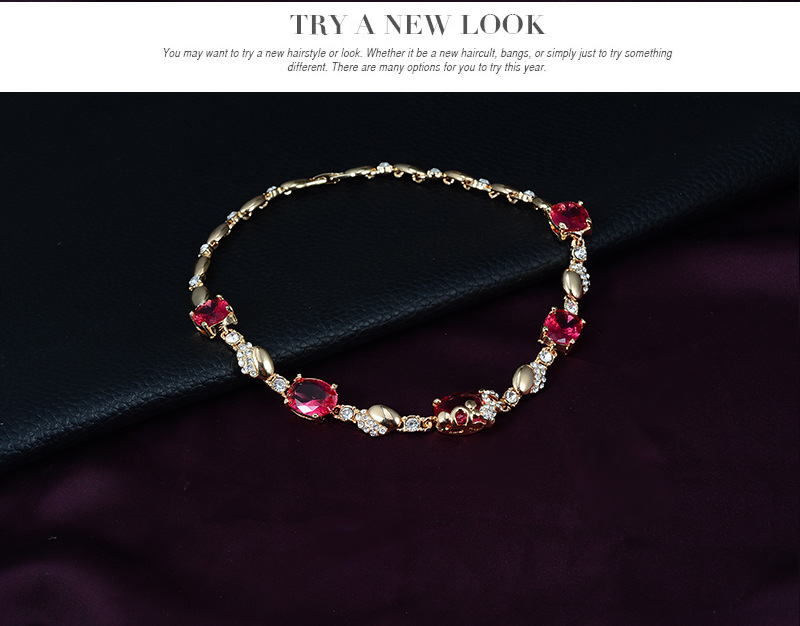 Fashion geometric inlaid diamond semi-precious stones four-piece jewelry set