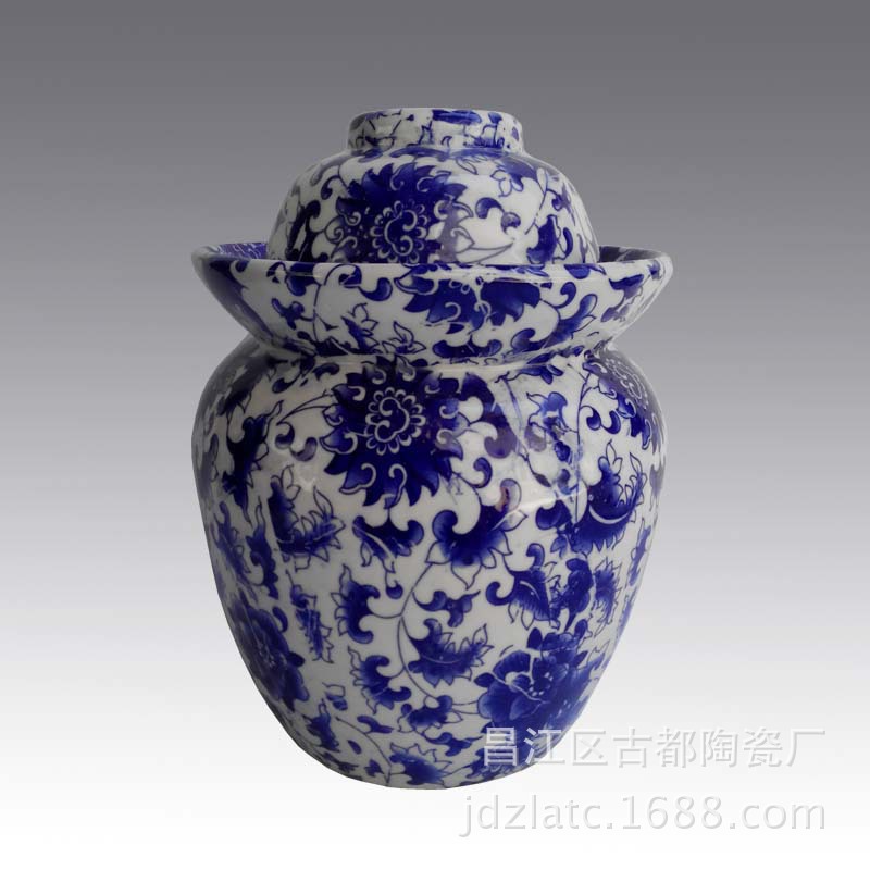 ceramics Pickle Fermented bean curd Thick chilli sauce food Packaging containers Blue and white Pickle jar customized