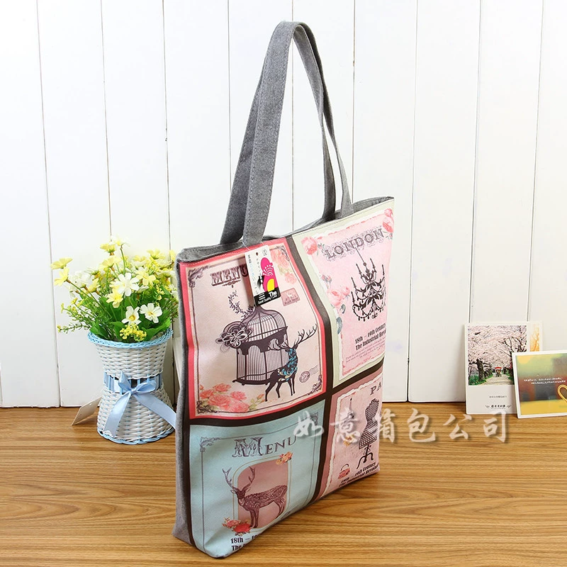 One-Shoulder Tote Bag, Retro PVC Large-Capacity, Waterproof Printed Pattern
