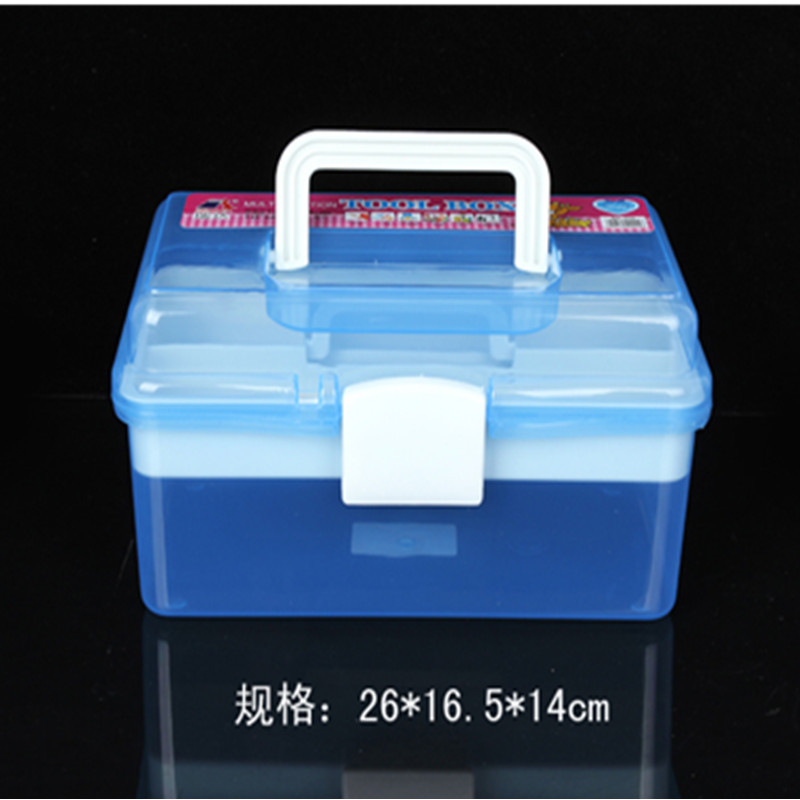556多功能工具箱 透明 中号工具箱收纳箱化妆箱-药箱26*16.5*14CM