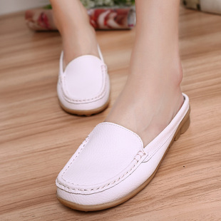 Leather Sandals Square Toe Half Slippers Women's Platform Pregnant Women's Mother Shoes Cowhide Sandals Women Manufacturers Baotou 288