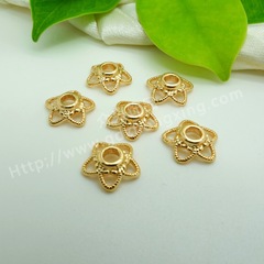 DIY五金飾品配件五角星花帽3*10MM保色金色手鍊項鍊花托花帽批發