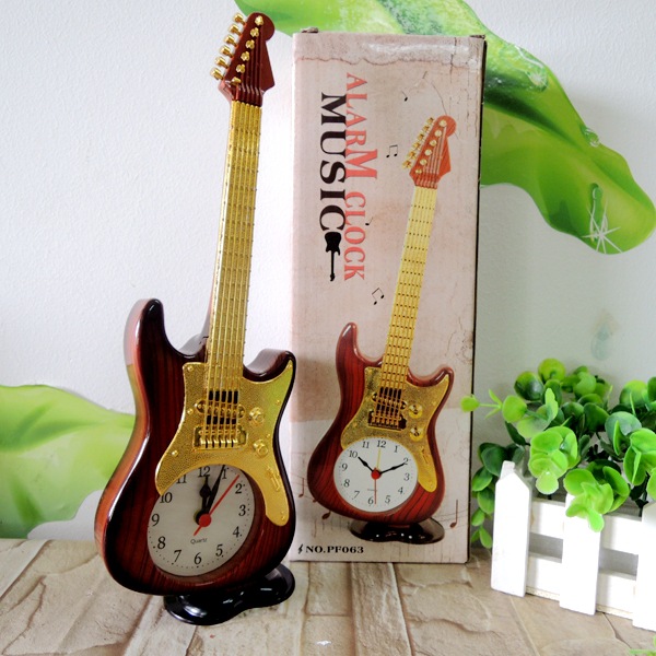 欧式复古吉他音乐闹钟 摆台摄影座钟 公司礼品