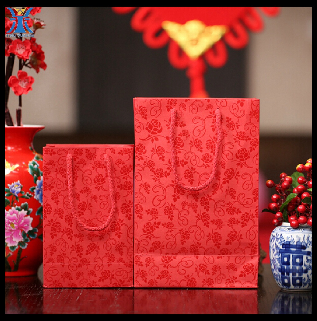 厂家定制 韩版大红喜庆礼品袋纸袋包装袋 中大号手提袋