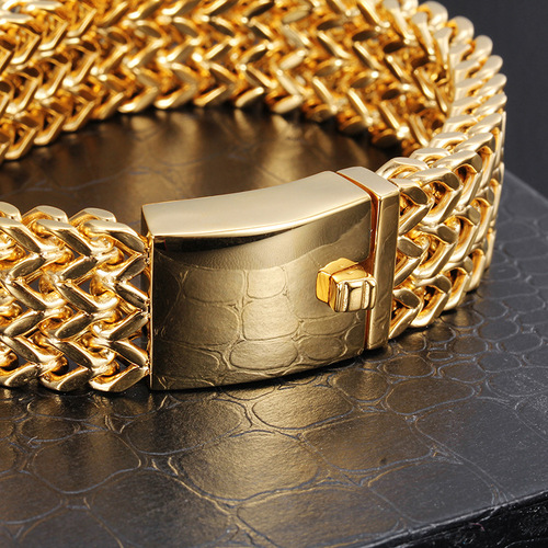 Card wheel new titanium steel bracelet simple, fashionable and generous electroplated 18K gold men's stainless steel jewelry