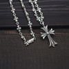 925 Sterling Silver Fashion Necklace men and women High-end Punk style Crosswise Nested chain