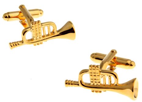 European and American quality musical instrument art jewelry cuff foreign trade French shirt button golden horn shape cufflinks men