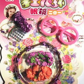 丑小丫手工花环 拍照头饰 道具 手工眼睛