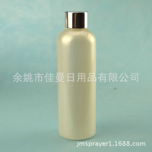 pet塑料瓶产品200ml圆肩珠光白塑料瓶 电化铝旋盖瓶 纯露瓶子